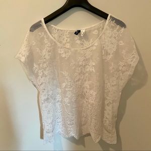 H&M Divided Lace Sheer Top